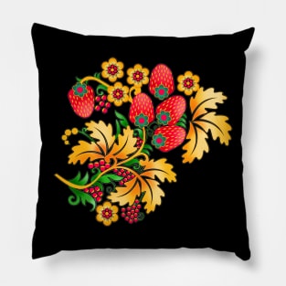 Russian traditional flower pattern hohloma Pillow