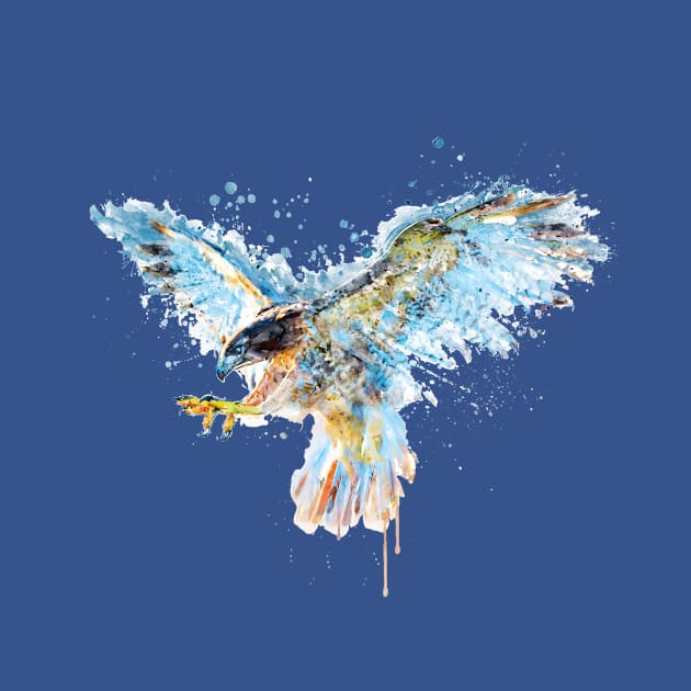 Watercolor Painting - Falcon Attack by Marian Voicu