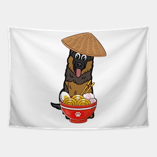 Funny guard dog is eating noodles Tapestry