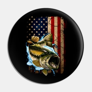 American Flag Bass Fishing Gifts For Fisherman Fish Fishing Pin