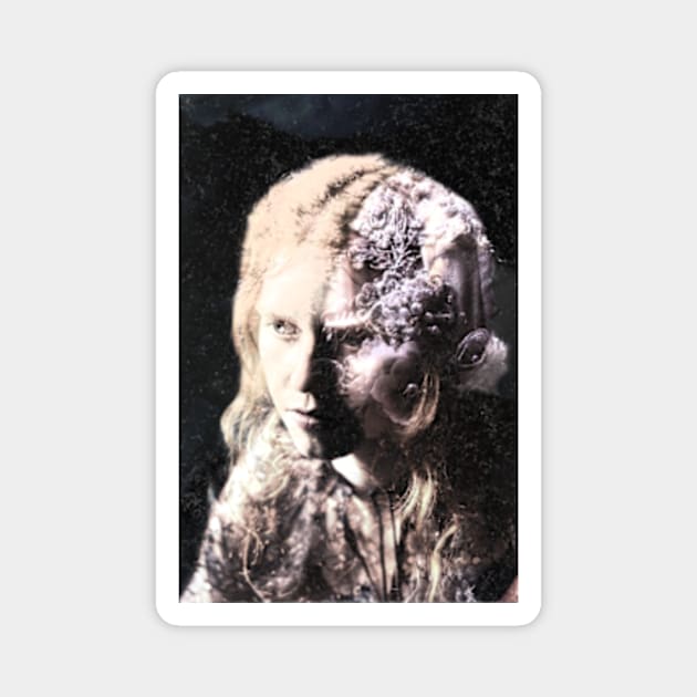 Beautiful woman with strange half of face. Bright light. Beautiful and dark. Magnet by 234TeeUser234