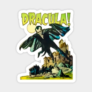 Dracula Flying Horses Castle Moon Vampire Halloween Retro Comic Vintage Cartoon Old Classic Magnet