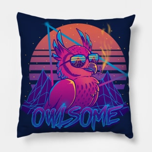 Owlsome - Owl Awesome Bird Retrowave 80s Pillow