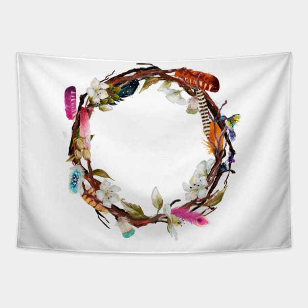 Boho Wreath Tapestry by EveFarb