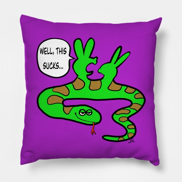 Well this sucks rabbit snake Pillow by wolfmanjaq