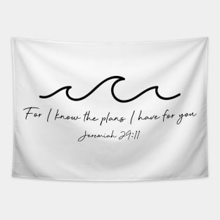 Jeremiah 29:11 Waves, Black Tapestry