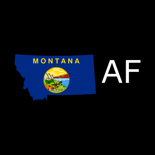 Montana Flag State Outline AF (white) by Big Term Designs