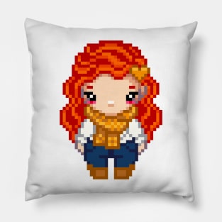 Autumn Vibes Pixel Girl Pillow