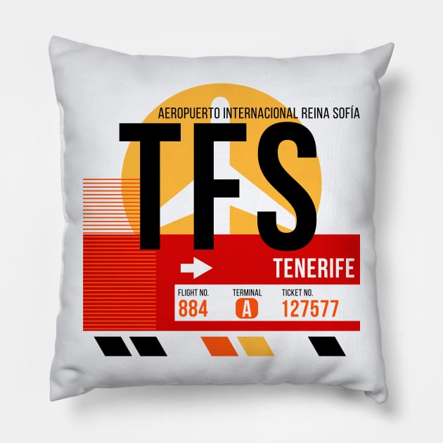 Tenerife (TFS) Airport // Sunset Baggage Tag Pillow by Now Boarding