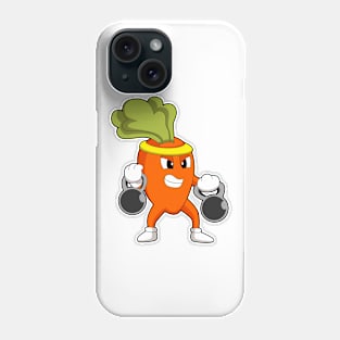 Carrot at Fitness with Dumbbells Phone Case