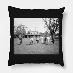 Golfing on Shelter Island, 1904. Vintage Photo Pillow