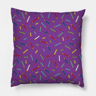 Pencil scatter - Fun pattern on purple Pillow