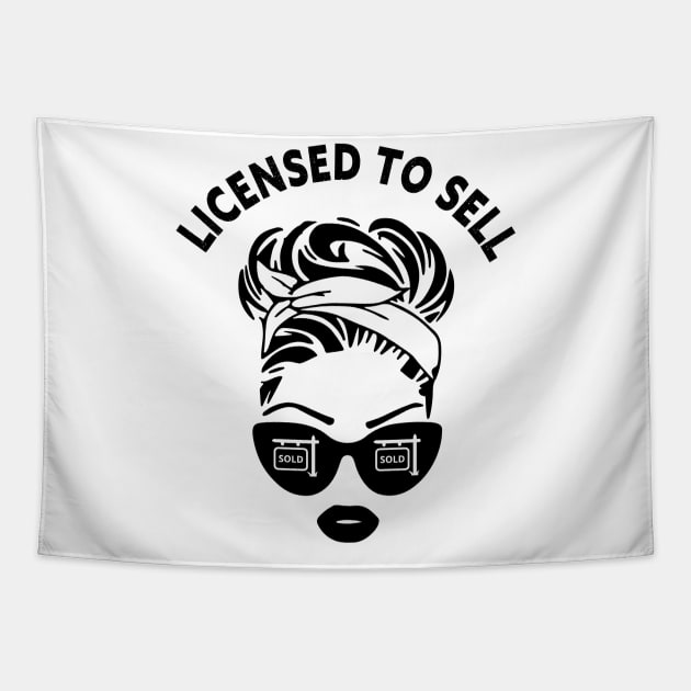 Licensed To Sell  Real Estate Messy Bun Cat Eye Sunglasses Tapestry by AdrianaHolmesArt