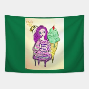 Ice Cream Girl with Bee Tapestry