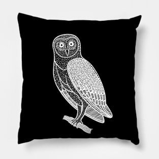 Barn Owl - detailed hand drawn bird design Pillow