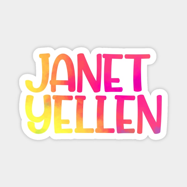 Janet Yellen colorful watercolor Magnet by BadrooGraphics Store