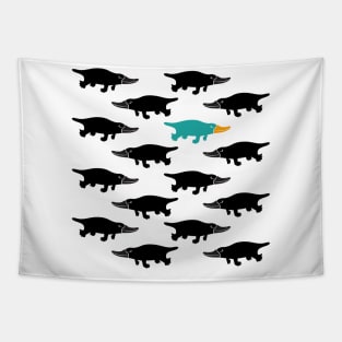 Platypus pattern - blue Tapestry