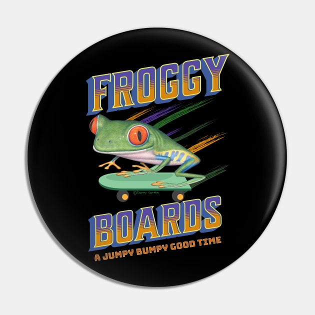 Funny Cute Red Eyed Tree Frog Skateboard Pin by Danny Gordon Art