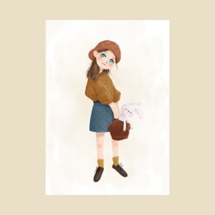 Girl with rabbit in bag T-Shirt