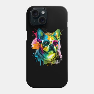 Colourful Cool French Bulldog ( Pug )Dog with Sunglasses. Phone Case