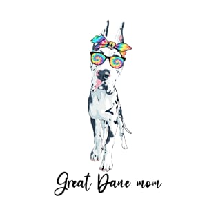 Great Dane Mom Dog Tie Dye Bandana Sunglasses Mother's Day T-Shirt