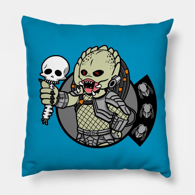 Cool Cute Alien Sci-fi Warrior Gaming Video Game Mascot Mashup Pillow by BoggsNicolas