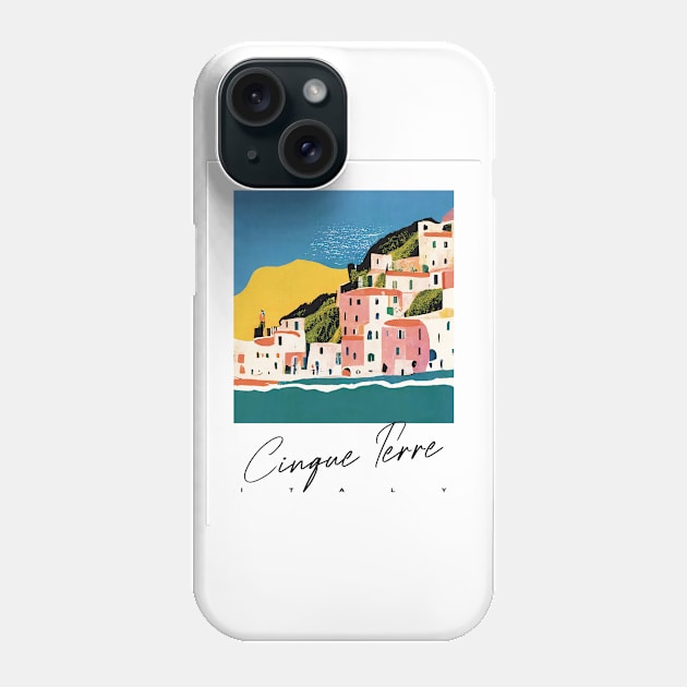 Italian Cinque Terre Landscape Collage Travel Poster Retro Wall Art Illustration Phone Case by BetterManufaktur