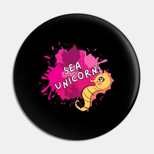 Sea Unicorn Comic Süß Witzig Seepferdchen Tier Pin