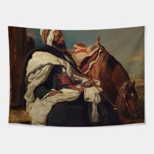 Seated Arab Man with Horse by Alfred de Dreux Tapestry