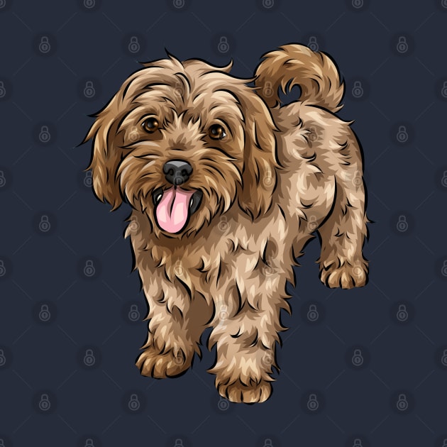 Ginger Cavapoo Dog by Shirin Illustration