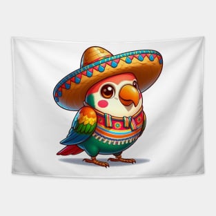 cute love bird wearing meksican costum Tapestry