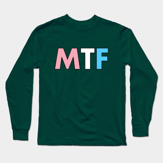MTF Transgender Flag Colors - Male To Female - Mtf - Long Sleeve T-Shirt