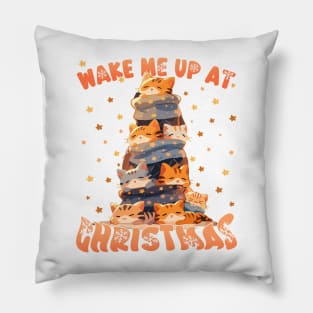 Kawaii Ginger Cat Catmas Tree: A Furry Festive Art Christmas Pillow