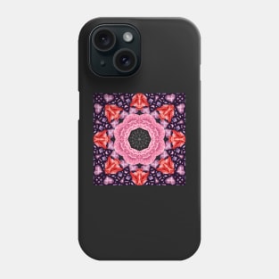 Crystal Hearts and Flowers Valentines Kaleidoscope pattern (Seamless) 35 Phone Case