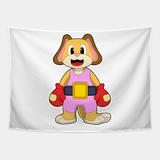 Dog at Boxing with Boxing gloves Tapestry