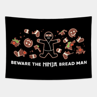 Ninja Bread Gingerbread Man Funny Christmas Tapestry