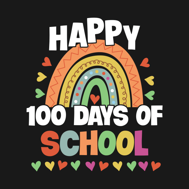 Happy 100 Days of School Rainbow Kids Boys Girls Teacher by panji derel