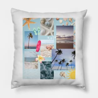 Fun Beachy Collage - Day at The Beach Pillow