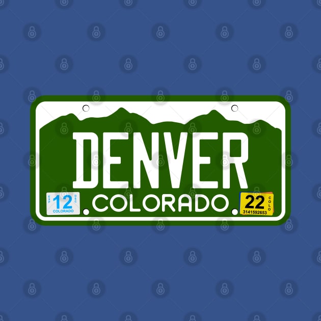 Colorado License Plate Tee - DENVER, CO by South-O-Matic