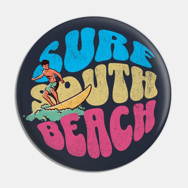 Surf South Beach Miami Florida Vintage Surfboard Surfing Pin by TGKelly