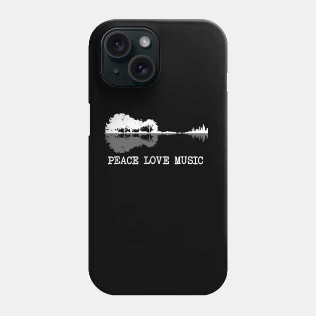 Peace Love Music Guitar Lake Shadow Hippie Gift Phone Case by HomerNewbergereq