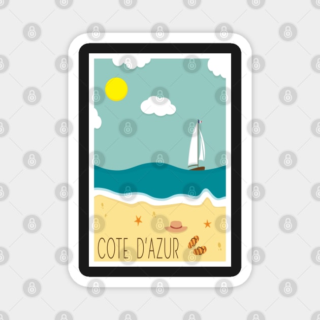 Cote d'Azur, Travel Poster Magnet by BokeeLee