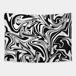 Black White Swirl Liquid Wave Tapestry