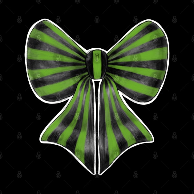 Black and Green Stripy Bow by Metal Tea