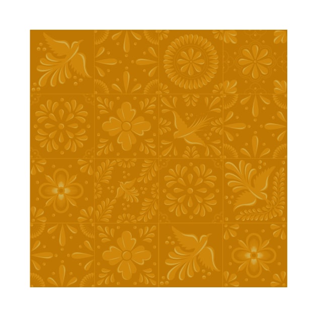 Mexican Honey Mustard Talavera Tile Pattern by Akbaly by Akbaly