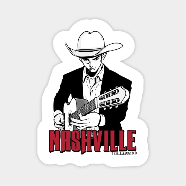 Nashville Tennessee Country Music Lover Guitar Player Magnet by Noseking