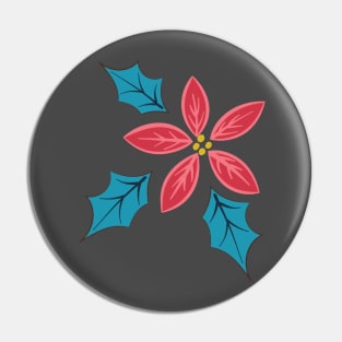 Poinsettia Holly Splash Pin