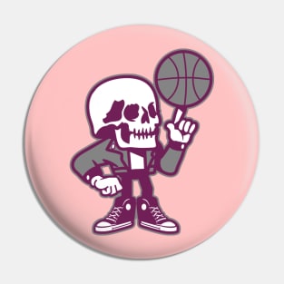 Phoenix Suns Funny Skull Playing Basketball Pin