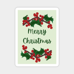 Holly Framed Merry Christmas Message Magnet