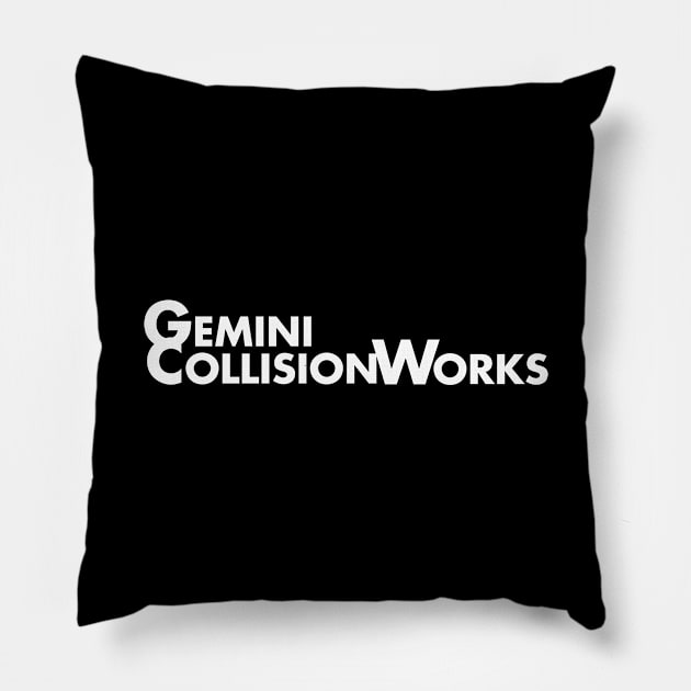 Gemini CollisionWorks Text inverse logo Pillow by GeminiCollisionWorks